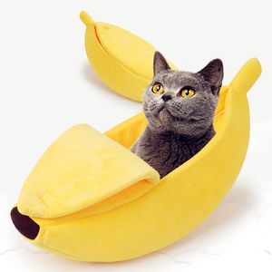 Banana Cat Bed House Cute Banana Щенок подушки подушки питомника теплые мягкие Pet Bet Cat Saceates MAT кроватей для кошек котят 210713