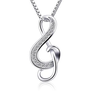 Pandach autentico argento sterling 925 zircone simbolo musicale ciondolo collana moda calda 2019 nuovo design collana gioielli N107 Q0531