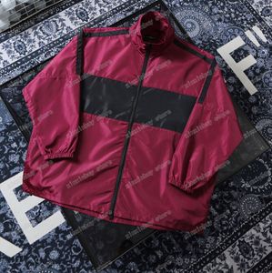 21s Mens Mulheres Designers Jaquetas Paris Windbreaker Letra de Strip Oversize Roupas Casacos Casacos Outerwear Manga Longa Homens Roupas Vinho Vermelho M-2XL