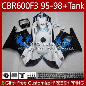 Bodywork + Tanque para Honda CBR 600 F3 CC 95-98 Corpo 64No.12 CBR 600FS 600F3 CBR600 FS CBR600F3 95 96 97 98 CBR600-F3 600cc CBR600FS 1995 1996 1997 1998 Blue Graffiti