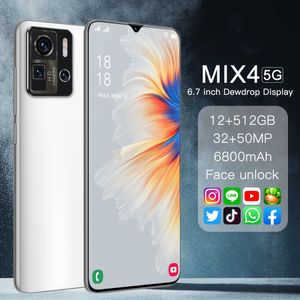 Celular Telefone Mix4 12GB + 512GB Smartphone 6.7inch U Tela Android 8.1 5800mAh Big Battery Desbloqueado Celular Telefone MobilePhone