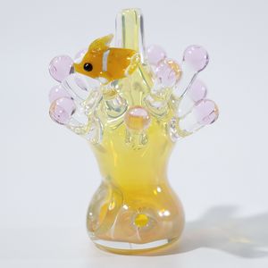 Hediye Cam Kaşık Boru Yüksek Mercan Ve Goldfish Yapıt El Boru Sigara Toptan Renkli Tütün Paket Mini Bubbler