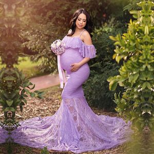 Acessórios de fotografia de maternidade rendas vestidos para mulheres grávidas roupas vestidos de maternidade para sessão de fotos vestidos de gravidez q0713