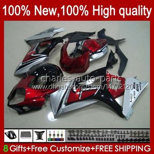 SUZUKI GSX R1000 GSXR 1000 1000CC 2007-2008 için Motosiklet Kursiyonları GSX-R1000 GSXR1000 K7 07 08 GSXR-1000 GSXR1000CC 2007 2008 OEM Fazilik Kiti Kırmızı Simli