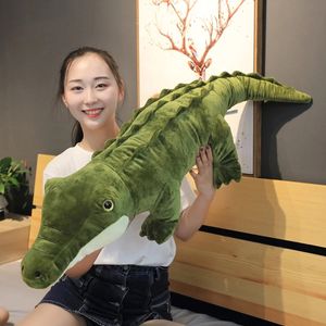 90cm / 120cm Bicho de Pelúcia Vida Real Jacaré Brinquedo de Pelúcia Simulação Crocodilo Bonecas Kawaii Ceative Travesseiro para Crianças Presentes de Natal LA287