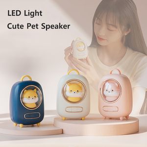 Sevimli Kedi Kapsül Hoparlör Taşınabilir Kablosuz Bluetooth 5.0 Hoparlör Mini Bas Subwoofer Cep Telefonu Tablet PC için LED Işık