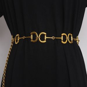Vintage Gold Letter Statement Cintura Corrente Metal Luxo 2021 Cinto Feminino Elo Corrente Vestido Cinto Jean Cinturon Europeu