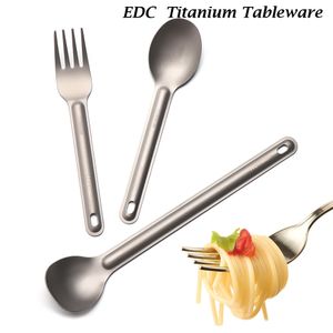 1PC Long Handle Titanium Spork Spoon Camping Portable Environmental For Kitchen Outdoor Hiking Picnic Tableware