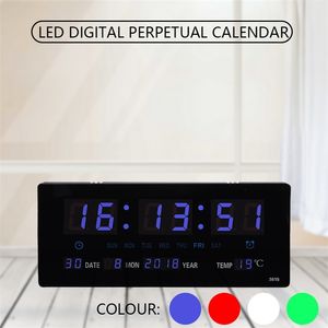 LED Digitale Creativo Orologio da parete elettronico Calendario annuale Soggiorno Grandi numeri Plugin Allarme luminoso 210903