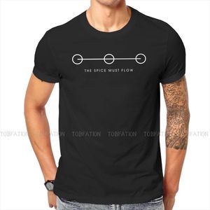 T-shirt da uomo Dune Science Fiction Film The Spice Must Flow Tshirt Vintage Men Grunge Teenager Abbigliamento Top T-shirt in cotone di grandi dimensioni