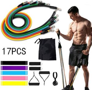 Resistance Bands 17Pcs Set Workout Fintess Exercise Loop Tube Door Anchor Ankle Straps Gym Home Fitness Equipment