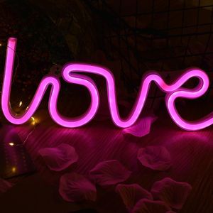 LED Neon Light Toys Sign Letter LOVE Pink 3000K Cute Night Lights Creative Birhthday Gifts Photography Holiday Lighting Wedding