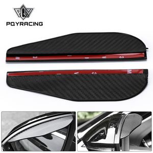 2pcs Car Side Rear View Mirror Rain Eyebrow Visor Carbon Fiber Look Sun Shade Snow Guard Weather Shield Cover Auto Accessories PQY-FBL08