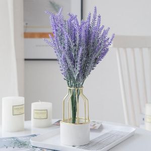 Dekoratif Çiçek Çelenkler 1 Paket Yapay Mor Plastik Romantik Provence Lavanta Ev El Noel Düğün Dekor DIY sahte plan