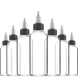 30 adet 30 ml 60 ml 100 ml 120 ml Plastik Boş Mürekkep Flakon Büküm Üst Siyah Kap Şeffaf Temizle Şişe Dövmeli Aksesuarları 220110