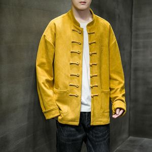 Мужские куртки Китайское традиционное платье Мужской костюм Тан с вышивкой Wu Dang Плюс Размер Куртка с длинным рукавом Ретро Тай Чи Ханьфу Мужское пальто