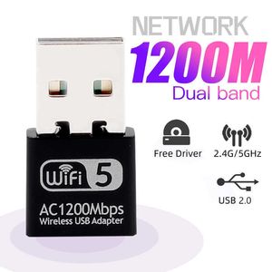 Çift bant 1200Mbps mini usb wifi adaptör ağı LAN kartı için pc wifi dongle 600m 2.4g5g kablosuz wi-fi bt 4.2 alıcı masaüstü