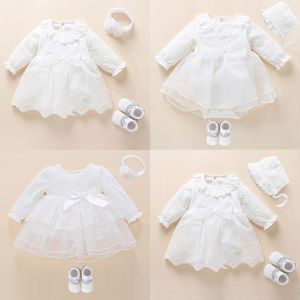 Neugeborenes Baby Girl Kleiderblitz Taufkleid weißes Taufkleid für kleine Mädchen Spitze Vestido Bebe Robe Taufe 3 6 9 Monate 210315
