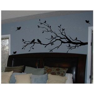 Büyük boy 147 cm x 71 cm vinil ağacı dalı ile 10 kuşlar duvar çıkartması çıkarılabilir duvar sticker ev dekor sanat duvar, 1366 210705