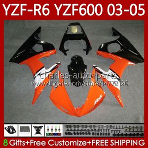 Yamaha YZF600 YZF R 6 600 CC YZF-R6 Turuncu Siyah 2003 2004 2005 Cowing 95N0164 YZF R6 600CC YZF-600 03-05 Vücut YZFR6 03 04 05 OEM Fairing Kiti