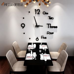 Meisd grande relógio de parede criativo diy espelho adesivos parede relógio moderno relógios de quartzo ao vivo quarto horloge parede decoração frete grátis 210310