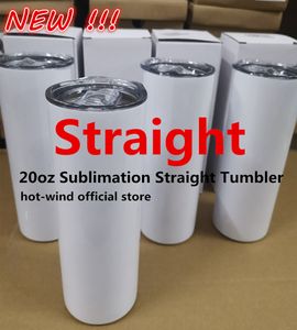 Estoque nos EUA reto 20 oz de sublimação reta Tumblers em branco em branco aço inoxidável branco A vácuo com cônica isolou canecas de café DIY xícara de café 3 dias