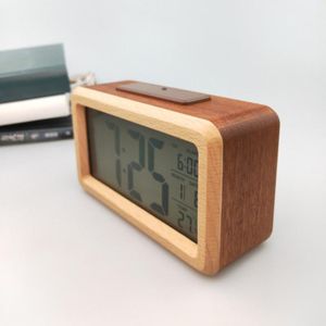 Другие часы аксессуары деревянные цифровые будильники умный ночной свет с временем обезжиренного даты и временем передачи температуры