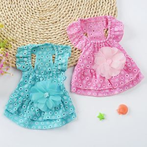 Vestuário de cão 2021 verão bonito vestido de estimação floral vestido para cães pequenos princesa luxo gatos de casamento roupas rosa / azul