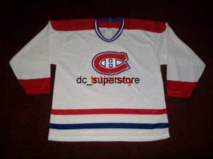 Ucuz Özel Vintage Montreal Kanadalılar Canadiens Hokey Jersey CCM Beyaz Dikiş Herhangi Bir Numara Eklemek Erkekler Kid Hokey Formaları XS-5XL