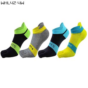 5 Pairs Erkekler Örgü Nefes Alabilir Parlak Renk Parmak Rahat Ayak Bileği Moda Erkek Beş Ayak Çorap