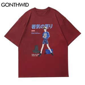 T-shirt Camiseta A menina japonesa do anime dos desenhos animados de Harajuku tshirts de Streetwear Mens de Streetwear Mens ocasional Hip Hop T-shirt do verão Tops 210602