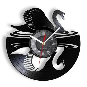 Настенные часы Черный лебедь лазерная травленая запись тень искусства часы Cygnus домашнего декора животных искусства декоративные безмолвные часы