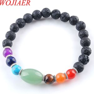 Wojier 7 Chakras Reiki Volcano Gem Coney Bears Strand Браслет Ювелирные Изделия Yoga Медитация для женщин Браслеты K3282