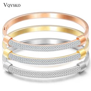 Braccialetti di lusso di cristallo squisiti per gli accessori coreani di modo del braccialetto del regalo dell'acciaio inossidabile di alta qualità della donna Q0719 all'ingrosso