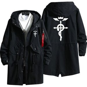 Мужские толстовки толстовки Fullmetal Alchemist Hoodie Edward Elric Anime Trench Crow Mounte Fashion Fall Winter Хлопок на молнии пальто