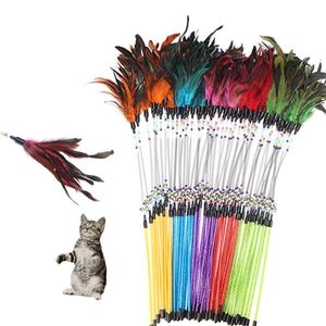 Brinquedos para gatos Pet Feather Spring Stick Teaser Kitten Interactive Bell Rod Varinha Brinquedo para brincar