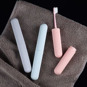 Caixa de escova de escova de dentes portátil caixa de armazenamento de escova de dentes caixas de escova simples listras capa de lavagem de viagens LX4306