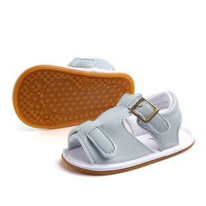 Baby Boy First Walkers Резиновые подошвы сандалии девушки PU тапочки младенческие летние туфли новорожденные кожаные сандалии ботинок