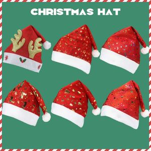 Elk Noel Şapka Yeni Yıl Dekorasyon Çocuklar Yetişkinler Kap Renkli Fırçalanmış Bez Xmas Ağacı Headdress Dekor