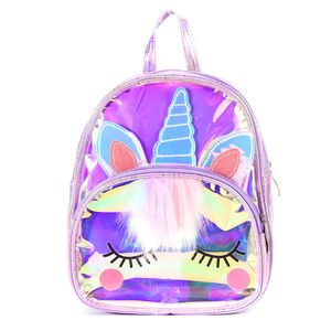 Sevimli Unicorn Mochilas Su Geçirmez PVC Okul Çantası Jöle Omuzlar Sırt Çantası Çocuk Çocuklar Güzel Hayvan Lazer Sırt Çantaları Moda Karikatür Çanta