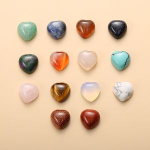10mm kalp doğal taş cabochon gevşek boncuklar opal gül kuvars turkuaz taşlar yama yüzü iyileştirici kristal kolye yüzük küpe takı yapımı
