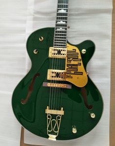 G6136I BONO Irish Falcon Soul Green Jazz Electric Guitar Hollow Body, Grover Imperial Tuners, Gold Sparkle Body Binding, Trapeze Tailpiece