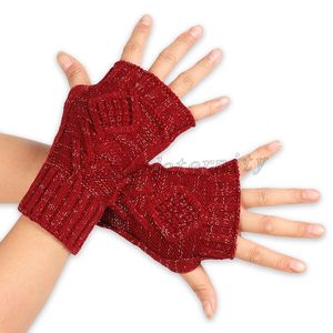 Half Finger Gloves For Women Winter Soft Warm Wool Knitting Arm Gloves Faux Wool Mittens Unisex Hand Warmer Fingerless Glove