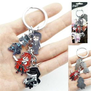 4 1 Set Anime Siyah Butler Kuroshitsuji Anahtarlık Anahtarlık Karikatür Rakamlar Alaşım Metal Kolye Anahtarlık Cosplay Aksesuarları G1019