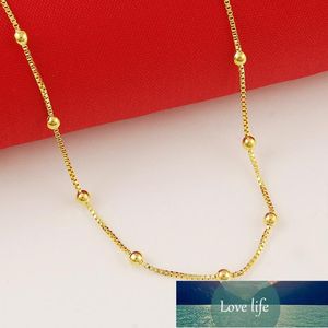 New Genuine 24K Gold Necklace Plating Gold 45CM Box Chain Beaded Necklace Short Chain For Woman Charm Jewelry Factory price expert design Quality Latest Style