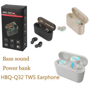 Bas Ses HBQ Q32 TWS 5.0 Bluetooth Kulaklık EDR Kulaklık IPX5 Su Geçirmez Mini Kablosuz Kulakiçi Akım Akımları için Kablosuz Kulaklıklar Evrensel