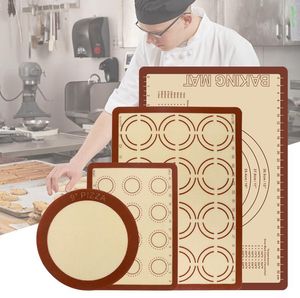 Büyük Silikon Pişirme Paspasları Ölçüm ile Set-Dayanıklı Kaymaz Olmayan Yapışmaz Görev Kullanımlık Fırın Gıda Güvenli Pişirme Levha Pişirme Aksesuar Pizza Macaron Mat