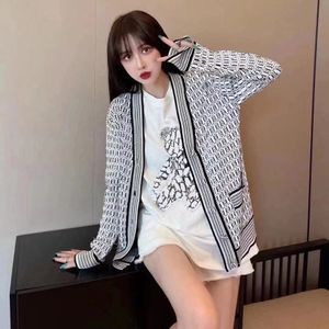 Designer de alta qualidade 2021 malha feminina jaqueta com decote em V outono e inverno moda retrô suéter cardigã
