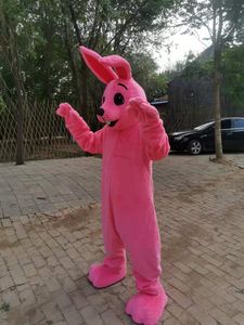 Immagine reale Costume da mascotte coniglietto rosa Vestito operato da personaggio dei cartoni animati