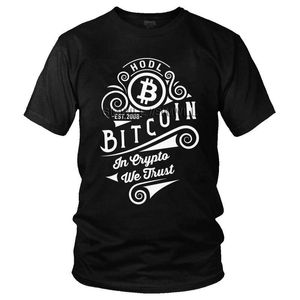 Мужские футболки Vintage в Crypto Мы доверяем футболки Thirt Men Streetwear Tees Топ футболки с коротким рукавом Blockchain BTC Футболка подарок